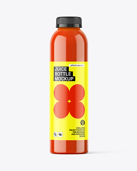 Clear PET Tomato Juice Bottle Mockup