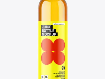 Clear PET Apple Juice Bottle Mockup