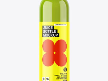 Clear PET Green Juice Bottle Mockup