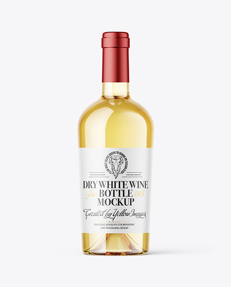 Clear Glass White Wine Bottle Mockup
