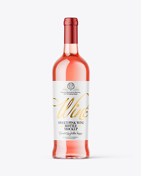 Clear Glass Pink Wine Bottle Mockup