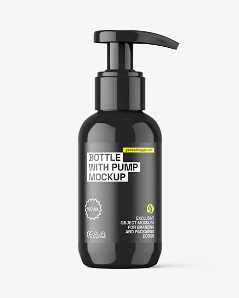100ml Glossy Bottle with Pump Mockup