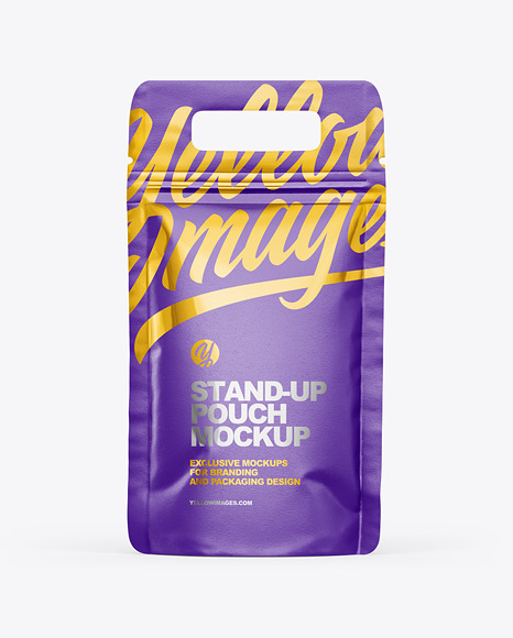 Matte Paper Stand-Up Pouch w/ Handle Mockup