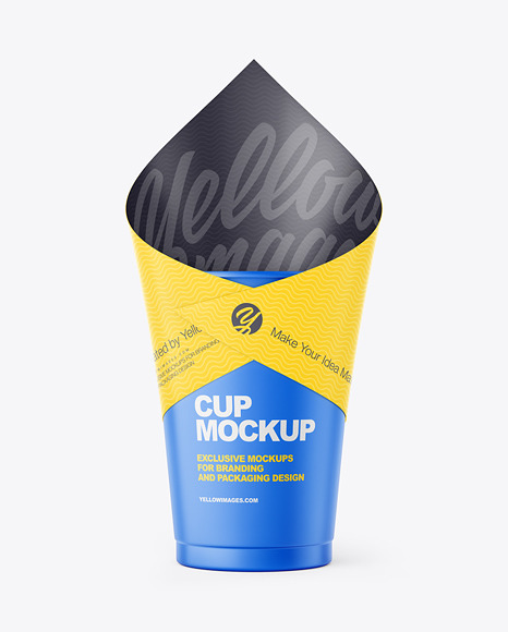Empty Matte Plastic Cup w/ Paper Wrapping Mockup