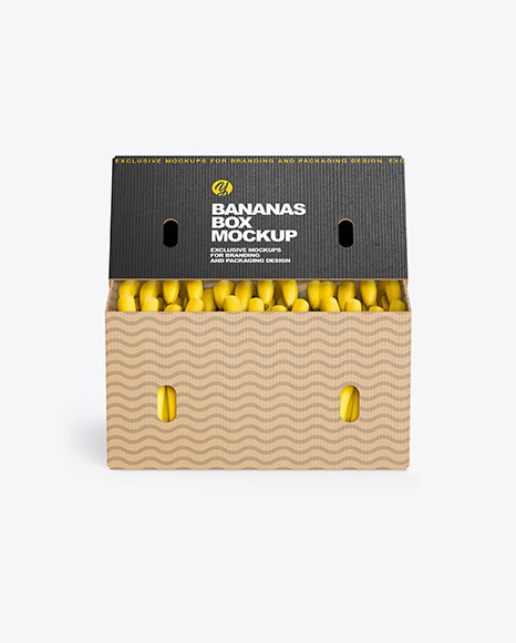 Corrugated Box with Bananas Mockup