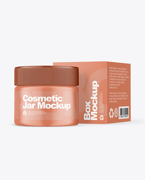 Cosmetic Jar With Box Mockup