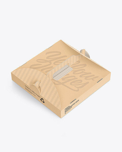 Kraft Pizza Box w/ Handle Mockup