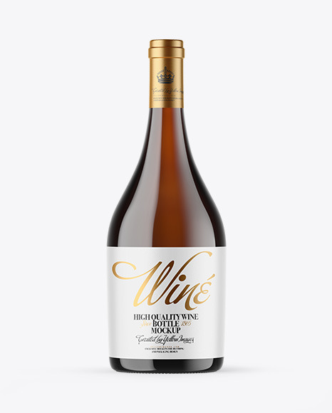 Amber Glass White Wine Bottle Mockup
