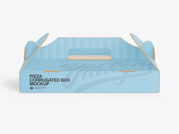 Corrugated Pizza Box w/ Handle Mockup
