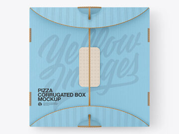 Corrugated Pizza Box w/ Handle Mockup