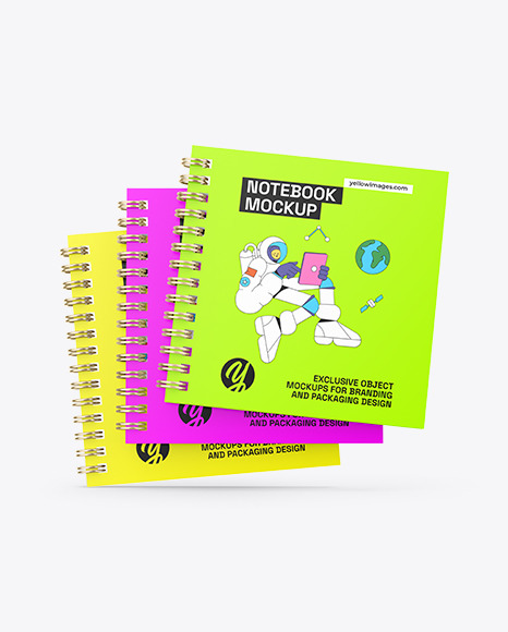 Three Spring Notebooks Mockup