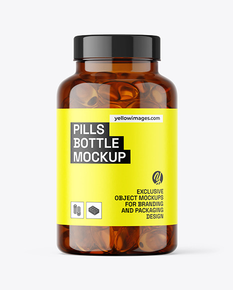Amber Fish Oil Bottle Mockup