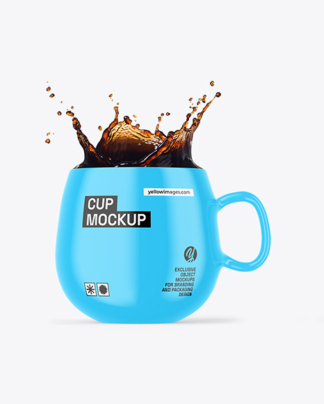 Glossy Mug w/ Coffe Splash Mockup