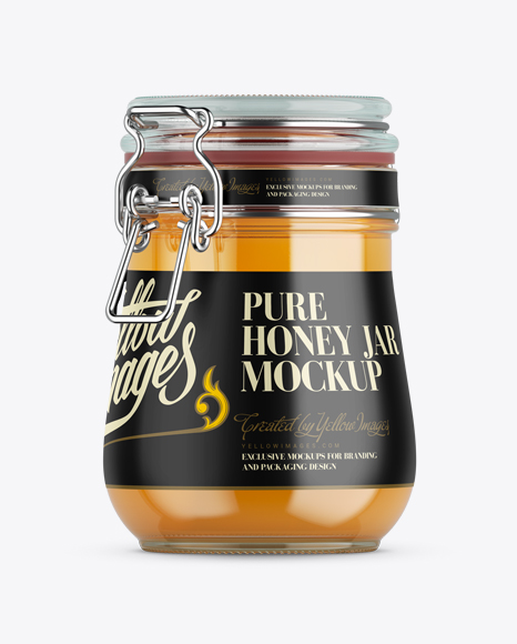 Honey Jar w/ Clamp Lid Mockup - 3/4 View