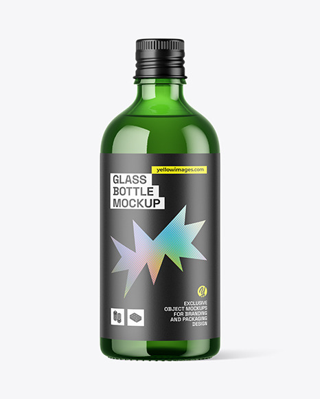 Green Glass Cosmetic Bottle Mockup