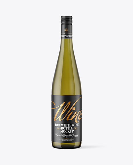 Antique Green Glass Bottle With White Wine Mockup