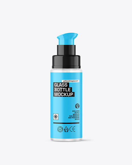 Frosted Glass Cosmetic Bottle with Pump Mockup