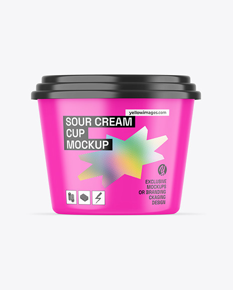 Glossy Sour Cream Cup Mockup