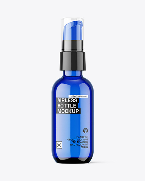 Blue Airless Pump Bottle Mockup