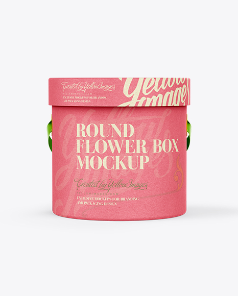 Round Flower Box Mockup - Front View
