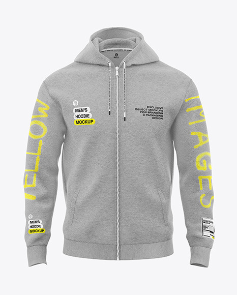 Melange Men's Full Zip Hoodie Mockup (Front View) | Free PSD Mockups