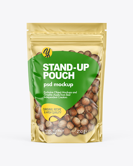 Stand-up Pouch with Hazelnuts Mockup
