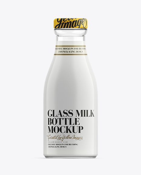 Glass Bottle of Milk Mockup