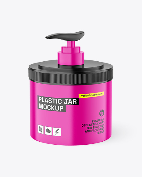 Plastic Jar With Pump Dispenser Mockup