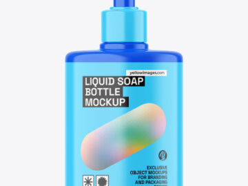 Glossy Liquid Soap Bottle W/ Pump Mockup