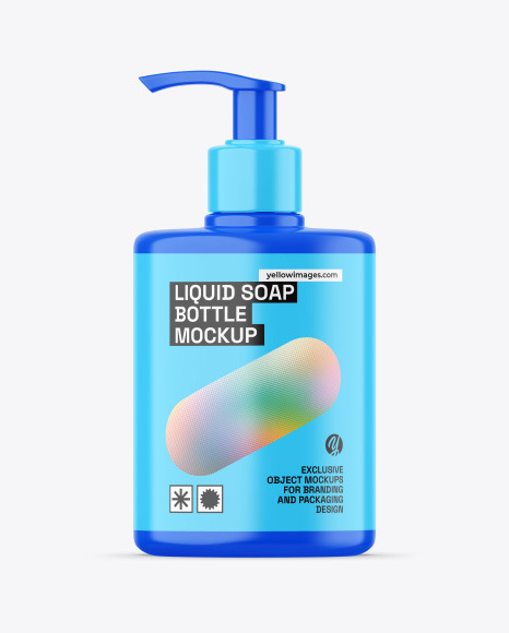 Glossy Liquid Soap Bottle W/ Pump Mockup