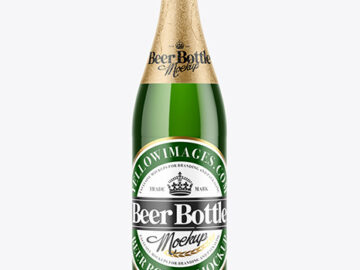 Green Glass Beer Bottle Mockup