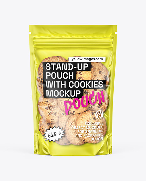 Stand-up Pouch with Cookies Mockup