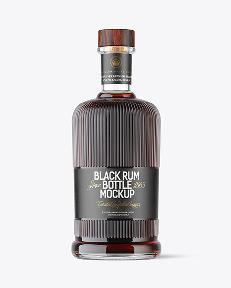 Clear Glass Black Rum Bottle Mockup
