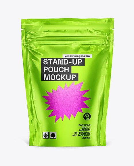 Metallic Stand Up Pouch Mockup
