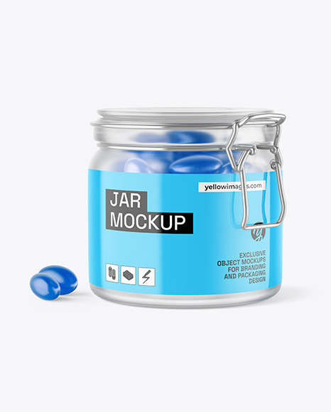 Frosted Jar with Gummies Mockup