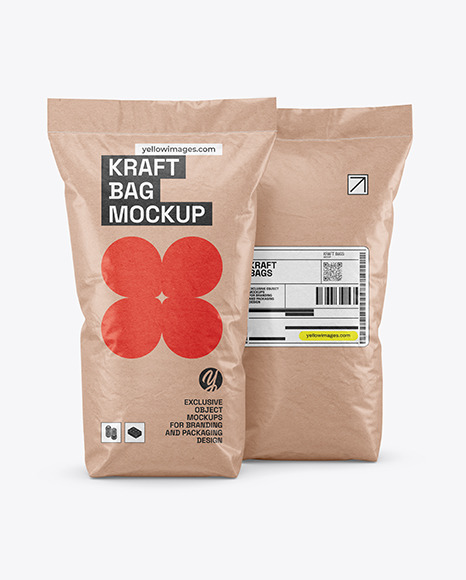 Two Kraft Bags Mockup
