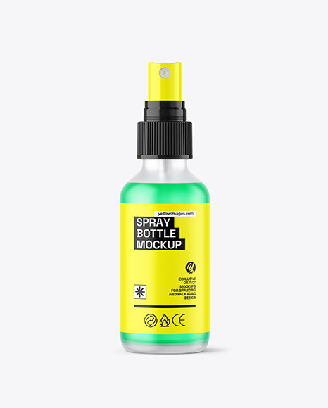 Frosted Glass Spray Bottle with Color Liquid Mockup