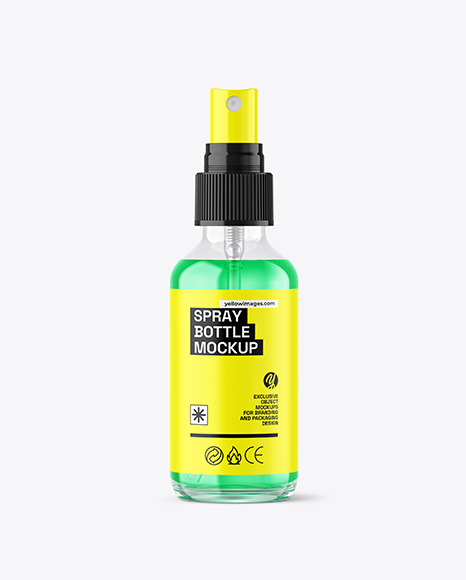 Glass Spray Bottle with Color Liquid Mockup