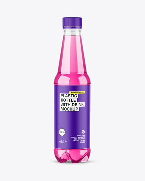 Clear Plastic Bottle with Color Liquid Mockup
