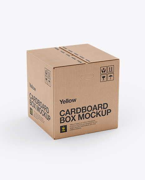 Corrugated Fiberboard Box Mock-Up - 70° Angle Front View (High-Angle Shot)