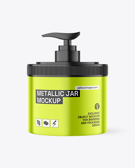 Metallic Jar W/ Pump Dispenser Mockup