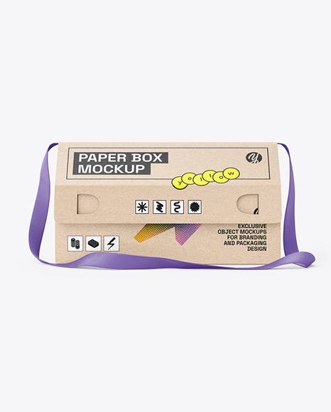 Kraft Paper Box w/ Textile Strap Handle Mockup