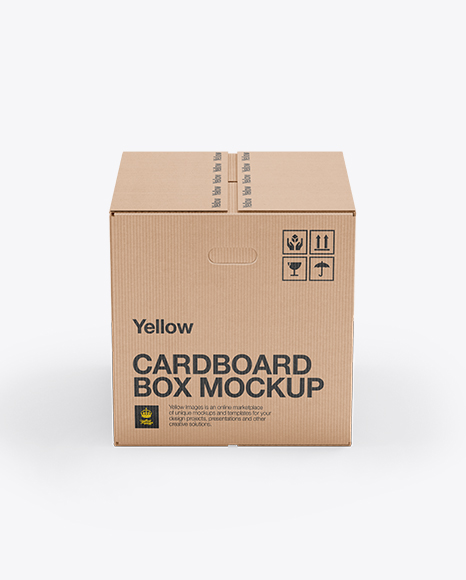 Corrugated Fiberboard Box Mock-Up Front View (High-Angle Shot)