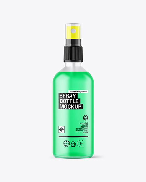 Frosted Glass Spray Bottle with Color Liquid Mockup