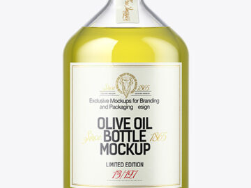 500ml Clear Glass Olive Oil Bottle Mockup
