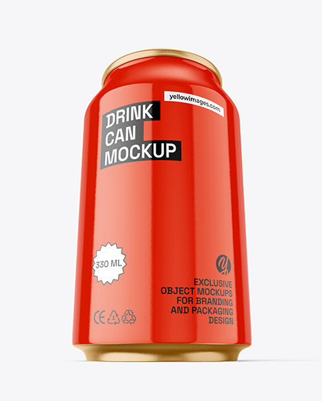 330ml Glossy Drink Can Mockup
