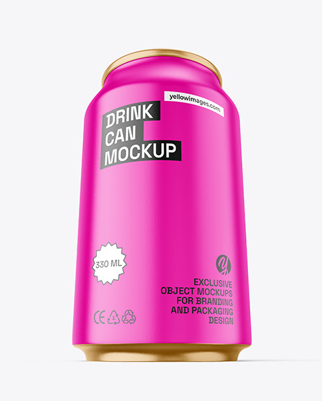 330ml Matte Drink Can Mockup