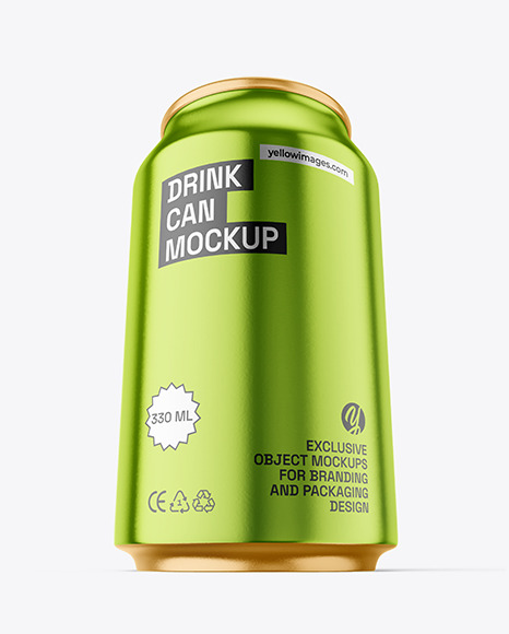 330ml Metallic Drink Can Mockup