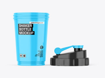 Opened Glossy Shaker Bottle Mockup