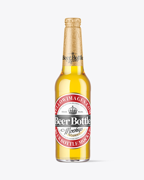 Clear Glass Beer Bottle Mockup